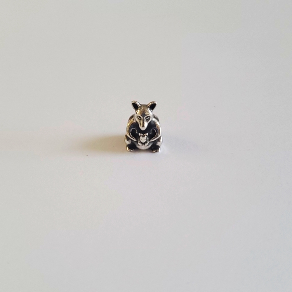 Authentic Pandora Charm, Kangaroo with Joey - Sterling Silver, Used